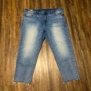Gap Girlfriend Jeans Women's 18R Mid Rise Cropped Frayed Hem Stretch Denim
